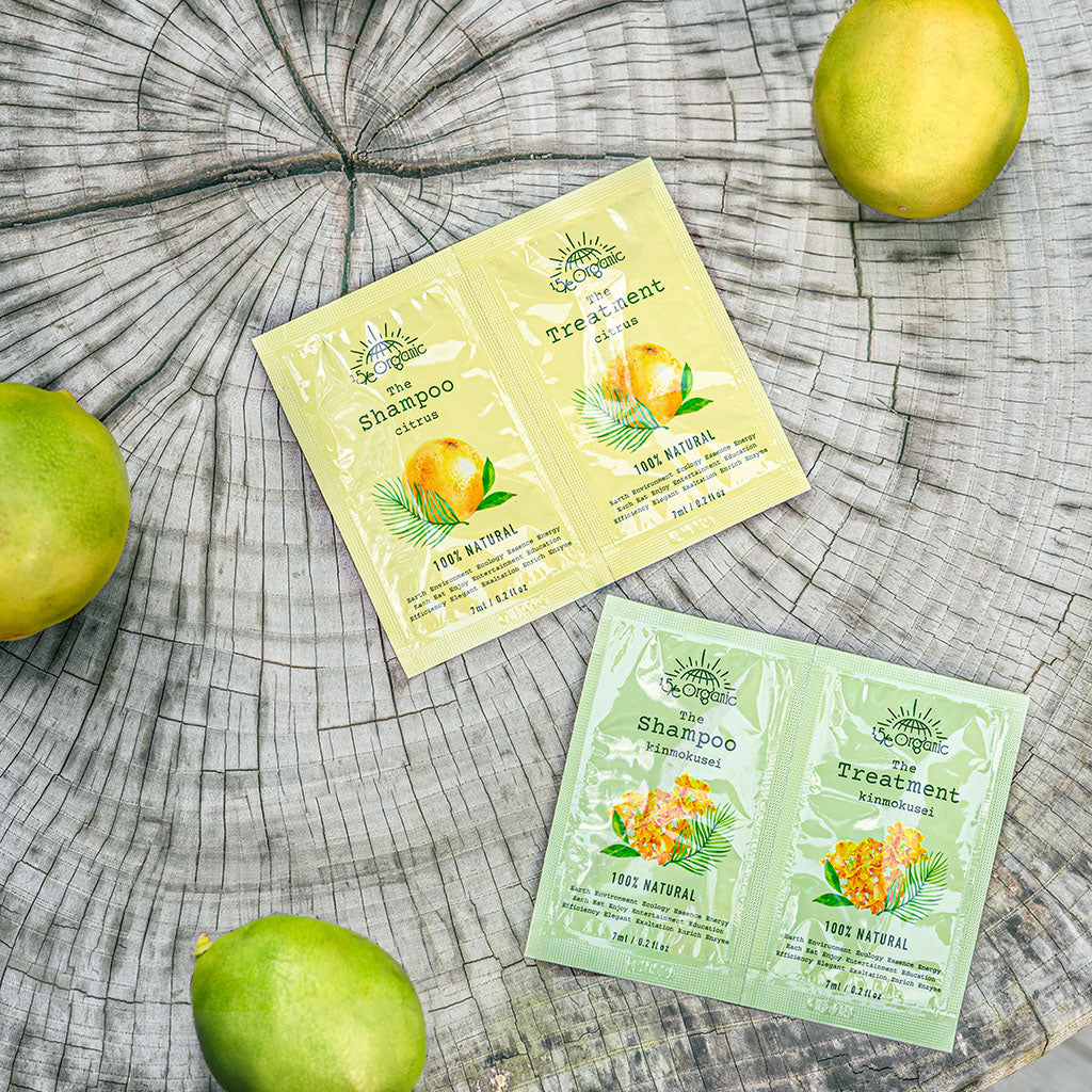 【15/e organic】【1000円OFFクーポン付!】シャンプー&トリートメント サシェ 3枚セット (キンモクセイの香り/シトラスの香り)