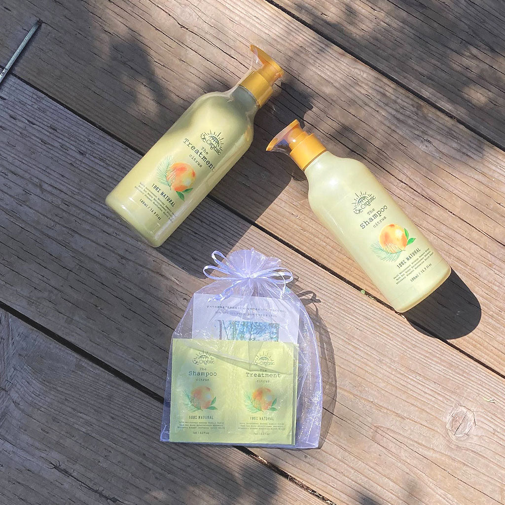 【15/e organic】【1000円OFFクーポン付!】シャンプー&トリートメント サシェ 3枚セット (キンモクセイの香り/シトラスの香り)