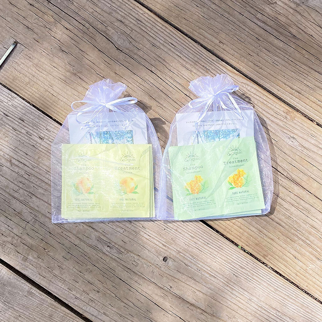 【15/e organic】【1000円OFFクーポン付!】シャンプー&トリートメント サシェ 3枚セット (キンモクセイの香り/シトラスの香り)