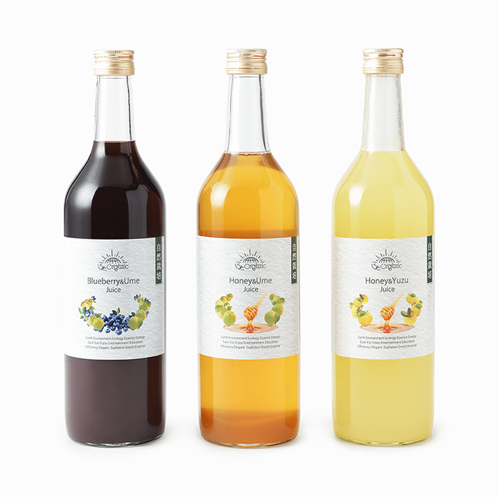 【15/e organic】自然栽培のブルーベリーと自然栽培の完熟梅ジュース