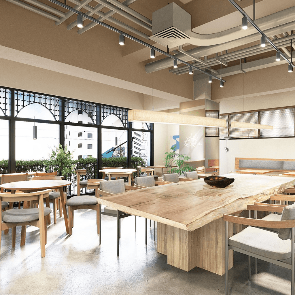 
                  
                    15/e organic麻布十番店の2階カフェスペース
                  
                